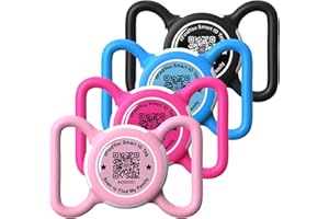 ILFINDYOU 4 Pack Waterproof AirTag Dog Collar Holder for Apple Tracker QR Code Case Mix Colors
