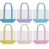 Eccliy Mini Canvas Tote Bags 13" x 11" x 6" Small Tote Shopping Bag Bulk with Pocket Handle Blank Heavy Duty Reusable Canvas