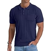 Sailwind Mens Textured Knit Polo Shirts Short Sleeve Summer Collared T Shirt with Pocket