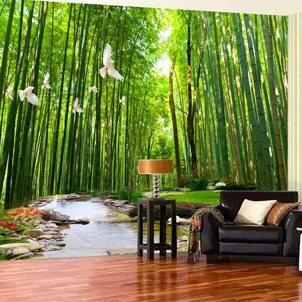 Papel tapiz fotográfico 3D, bosque de bambú, paisaje natural, pintura