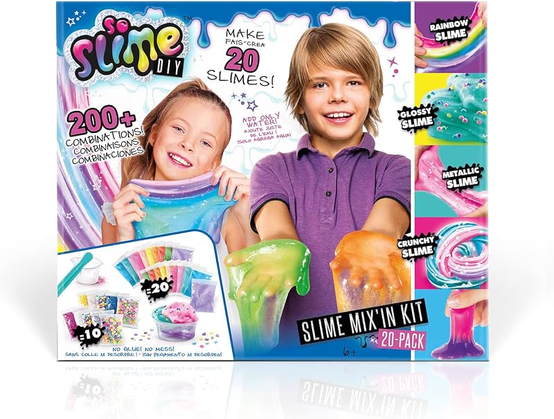 – So Slime DIY - Kit DIY 20 Slimes – Pack de Fabrication Multicolore – Poudres, Colorants & Décorations pour créer des slimes personnalisés – Activité Créative Enfant dès 6 Ans - SSC 185