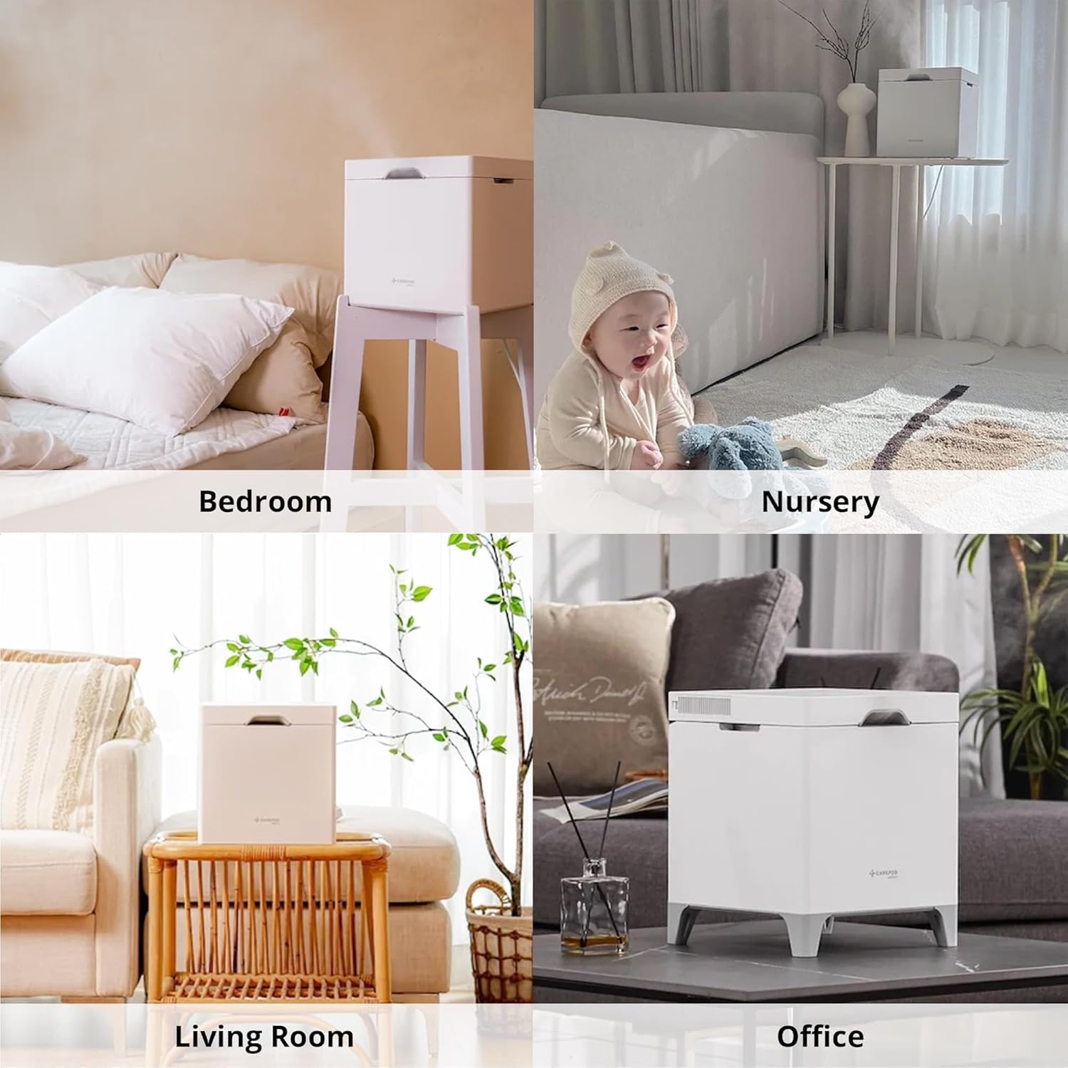 Carepod Cube Plus X50V Stainless Steel Humidifier - Easy to Clean, 3 Mist Level Settings, Auto-Humidity & Auto Shut-Off Feature, One Touch Built-in Sanitization, No Filters, Lasts 32Hrs (1.1Gal/4.2L)