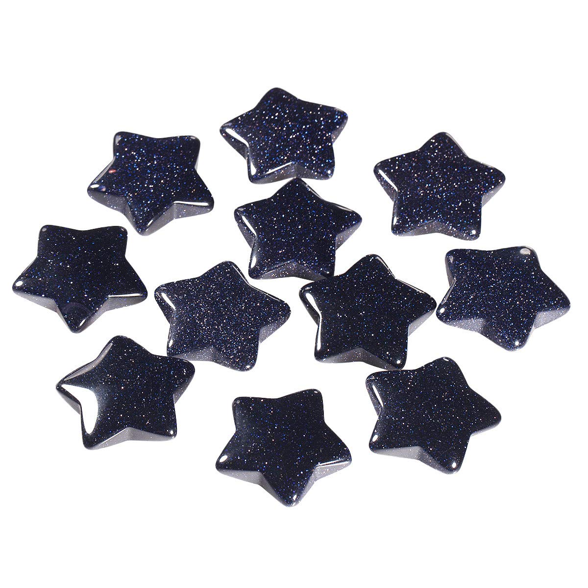 KYEYGWO 1.2" Carved Healing Crystal Star Stone Reiki Tumbled Polished Pocket Palm Worry Stone for Meditation Yoga Energy Balance, Pack of 6 Blue Sand Stone
