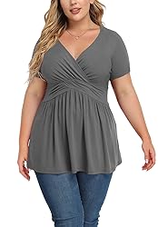 TIANZHU Plus Size Tops for Women Peplum Tunic Top