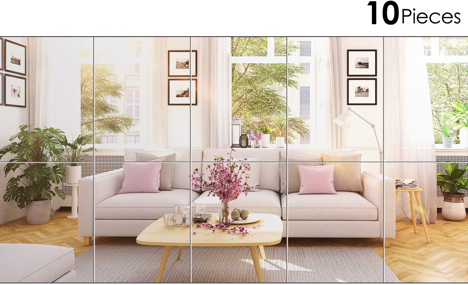 BBTO 10 Pieces Mirror Sheets Self Adhesive Non Glass Mirror