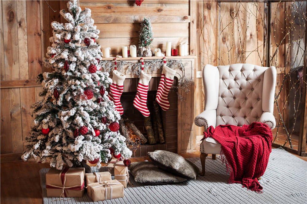 Daniu Photo Backdrops Christmas Trees Studio Wooden Photography Vinyl Background Sofa 7x5FT Daniu-Christmas126