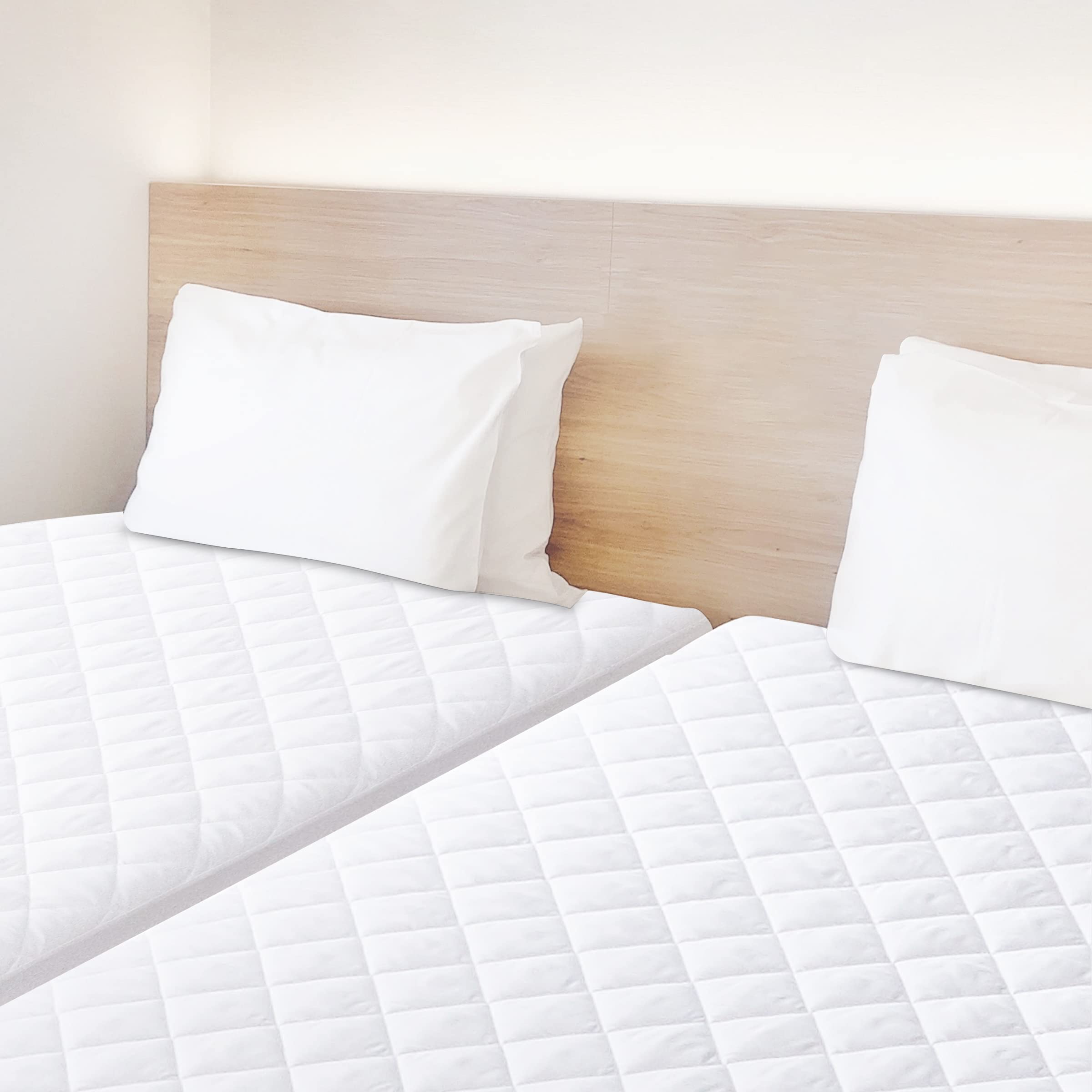 Photo 1 of 2 Pack Twin XL Size Quilted Fitted Mattress Pad, Waterproof Breathable Soft Mattress Protector, Deep Pocket Fitted Style Bed Cover, Vinyl-Free