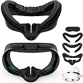 Face Pad Cover & Facial Interface for Meta Quest 3S Accessories, Soft PU Leather Foam and Ice Silk Cotton Replacement Face In