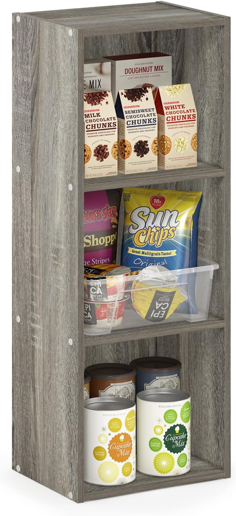 Furinno PASIR 3-Tier Bookshelf Open Shelves French Oak 30.5 in wide 80 cm