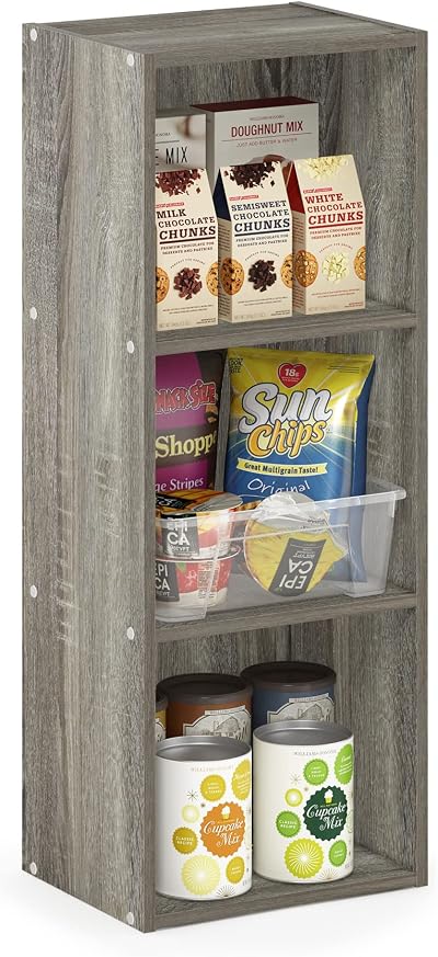 Furinno PASIR 3-Tier Bookshelf Open Shelves French Oak 30.5 in wide 80 cm