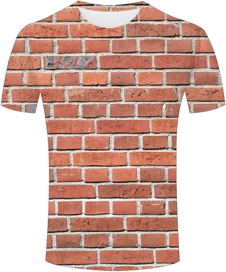 liujinsheng Mens 3D Printed Retro Brick wallgraphic Couple T Shirts