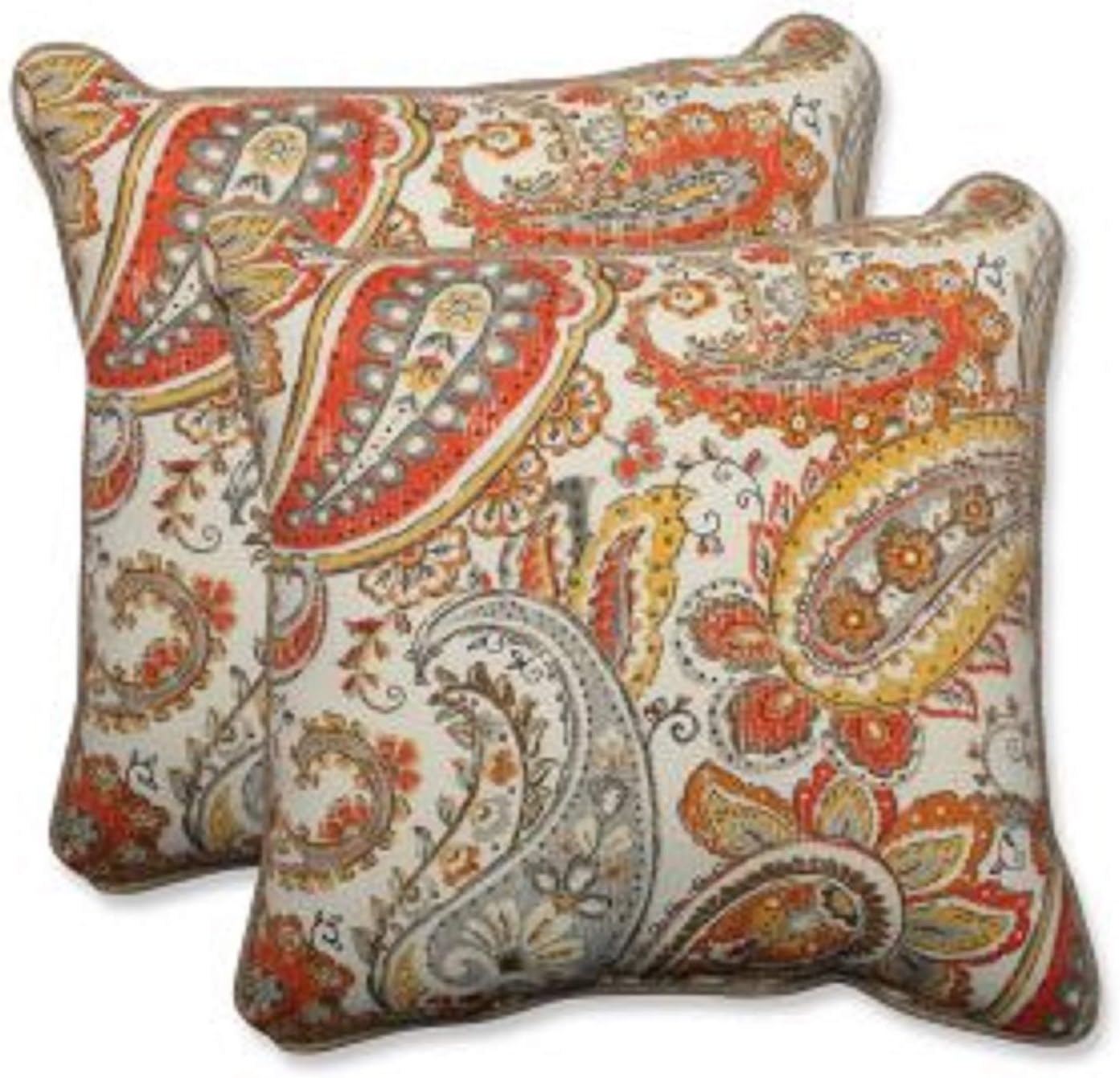 Amazon Com Set Of 2 Orange And Yellow Paisley Sunset Outdoor