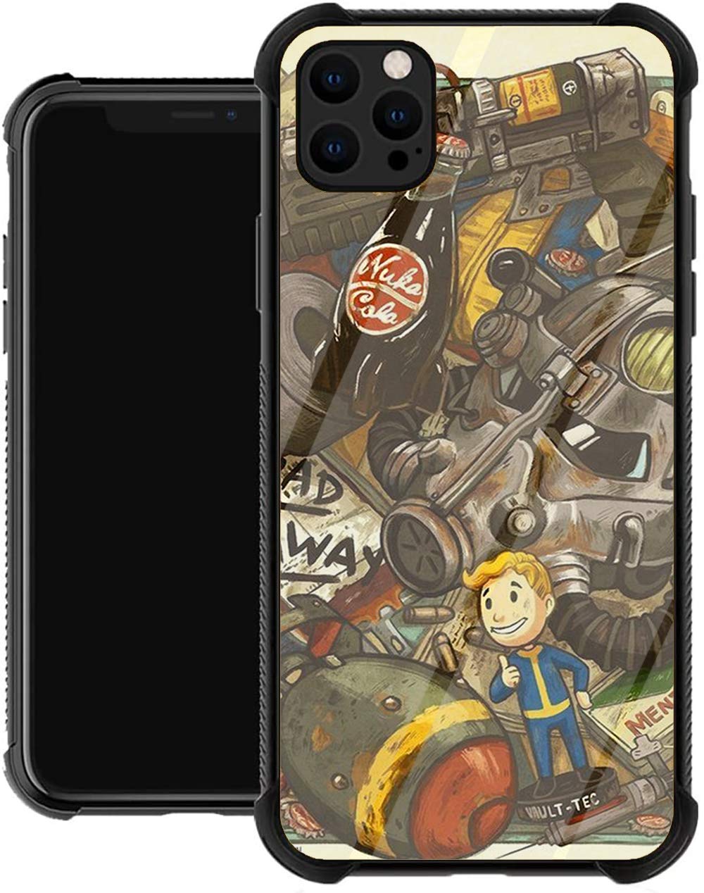 Fallout Cola 4 Power Video Game Vault Nuka Boy Bethesda Armor 76 Glass Phone Case for iPhone 12/12 P