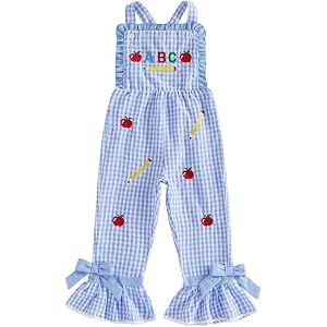 Galvoney Back To School Outfit Bell Bottom Overalls Sleeveless Jumpsuit | Back To School Outfits for Girls, First Day Of Scho