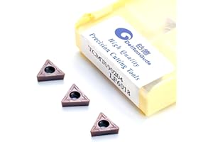 DelitonGude 10Pcs TCMT090204 Lathe Indexable Solid Carbide Milling Turning Insert for The Finishing of Steel and Other Metal (TCMT090204 LF6018)