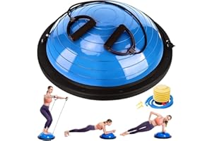 Zeatly Half Balance Ball Trainer, Half Yoga Exercise Ball with Resistance Bands and Foot Pump, Balance Trainer for Stability Training, Strength Exercise Fitness, Home Gym Workout Equipment