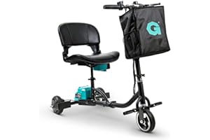 3 Wheel Folding Mobility Scooter Electric Powered Portable Ultra Lightweight Compact Collapsible Design Long Range Travel wit