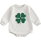 Doqcey Baby Girl Boy St. Patrick's Day Clothes Little Lucky Charm Sweatshirt Bubble Romper Long Sleeve Bodysuit Shirt Top