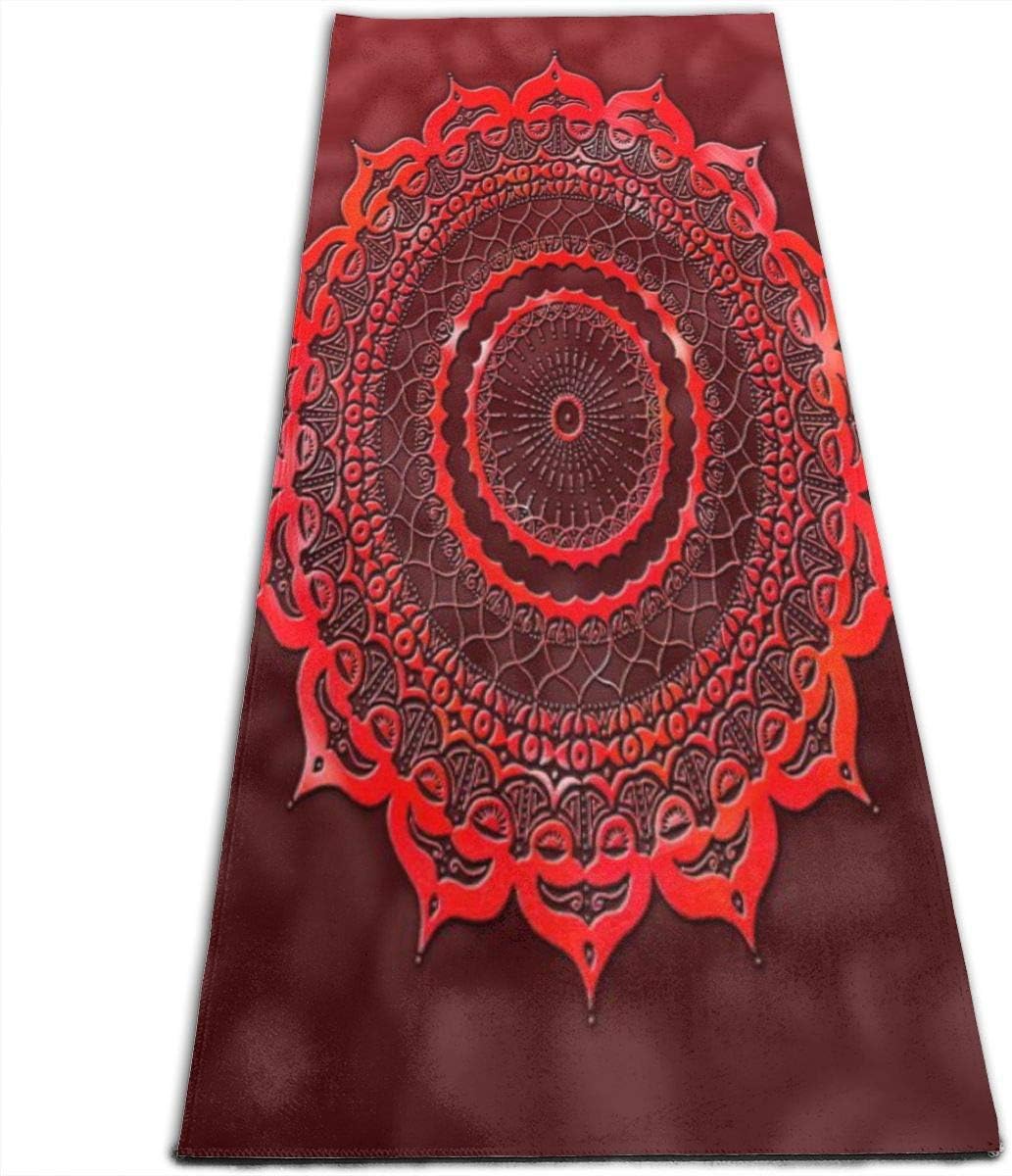 YYRR Womens Yoga Mats Red Lace Mandala Non Slip 1/2 inch Extra Thick Yoga Exercise Mat Eco Large