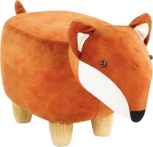 CRITTER SITTERS 11-in. Seat Height Fox Animal Shape Mini Ottoman, Tan