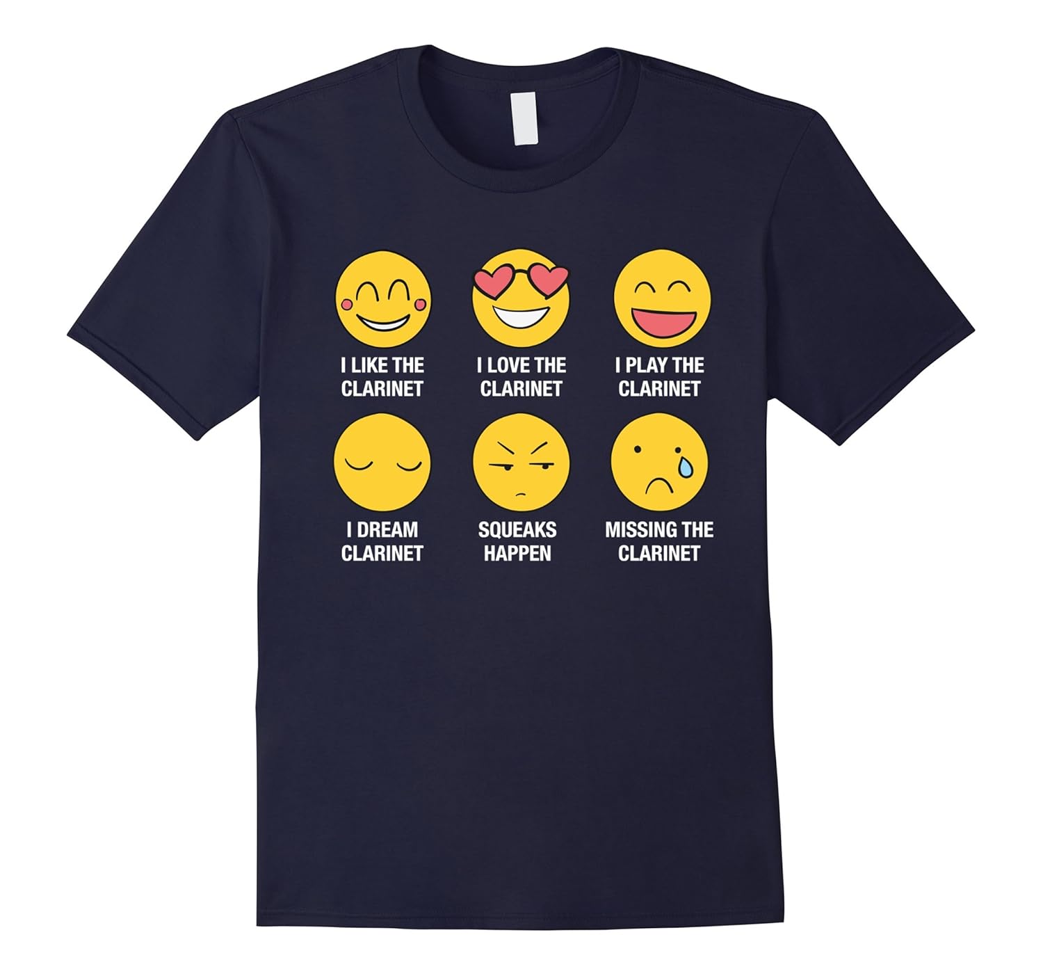 Clarinet Emoji Love Funny Emoticon Graphi T Shirt Sayings-ANZ