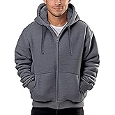 Butygity Sherpa Lined Hoodies for Men Heavyweight Full Zip Up Sweatshirt Thick Fleece Jackets Winter Warm Coats