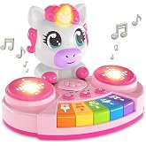 DPDos Unicorn Baby Piano Toy with Animal Sounds, Light Up Musical Keyboard, Educational Toddler Learning Toys for 1 Year Old Girl, Birthday Gifts 6+ Months