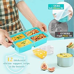 4 Pack Silicone Freezer Trays With Lid - 1 Cup