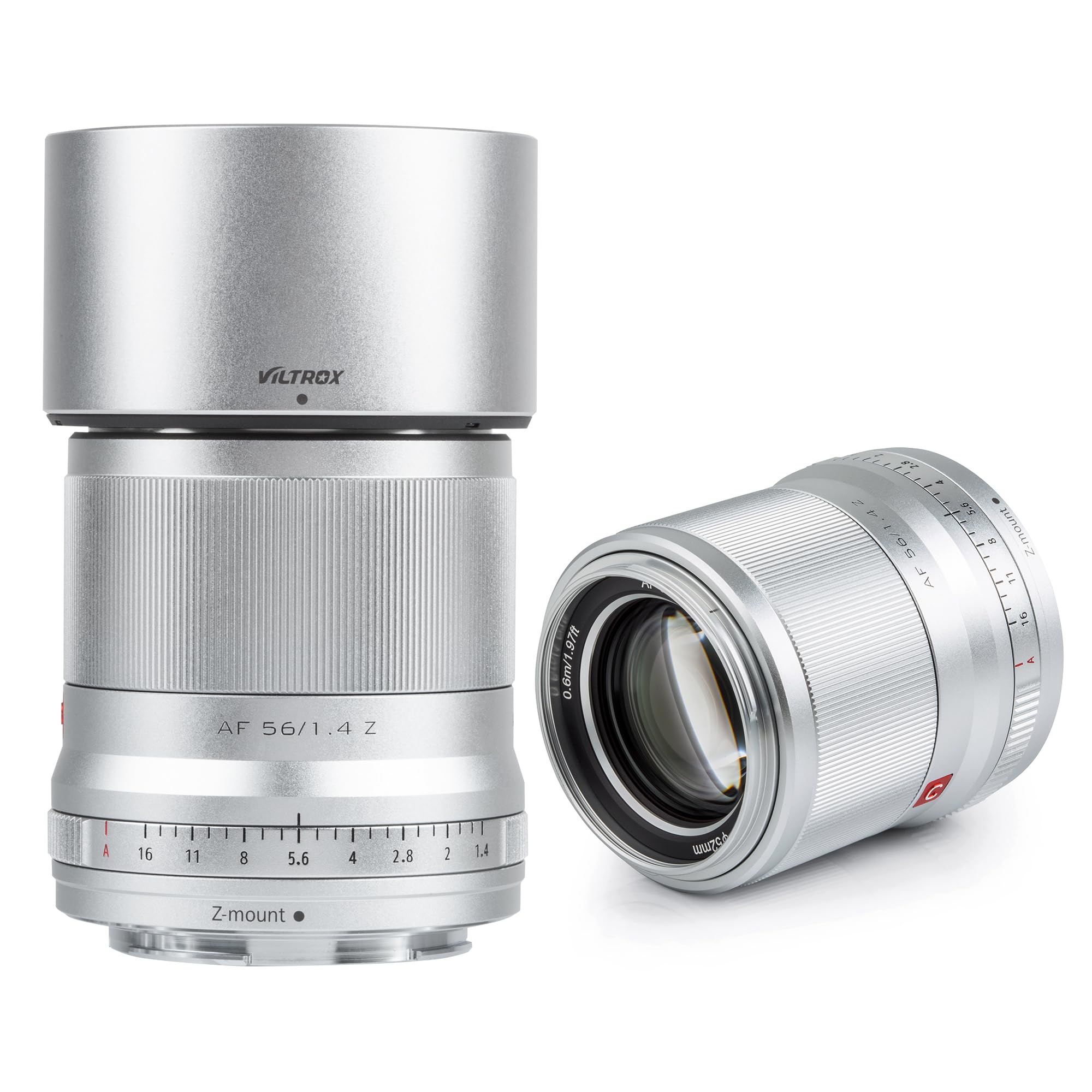 VILTROX AF 56mm F1.4 Z Mount Lens Compatible with Nikon Z Cameras, APS-C Format Auto Focus Silver