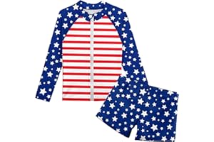SunFocus Boys Zipper Rash Guard Sets UPF 50+ with Short 3-9 Years