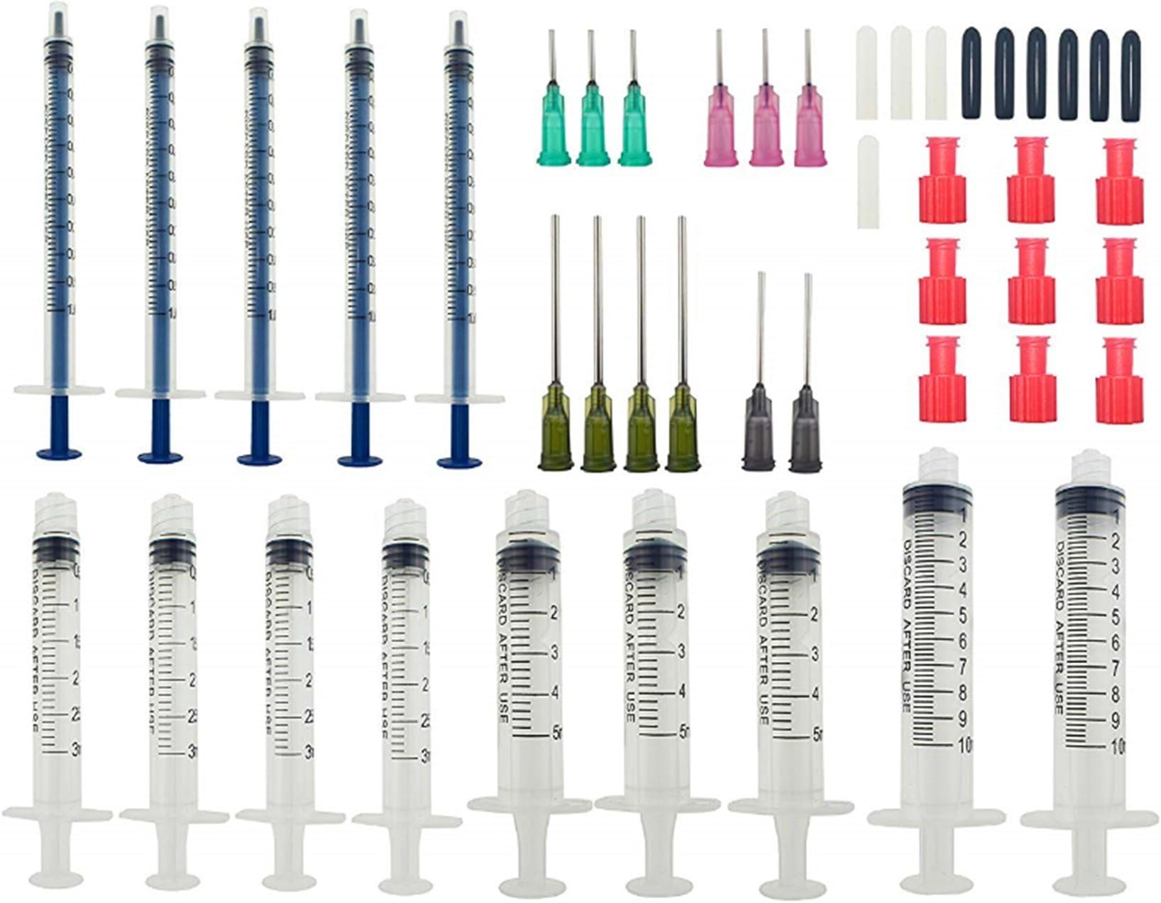 15 Pack Oral Medication Syringe with Blunt Needle Set - 10ml, 5ml, 3ml, 1ml Syringes with 14ga, 16ga, 18ga, 20ga Blunt Needles - Ideal for Measuring Liquids, Vape, Oil Dispensing and Glue Applicator