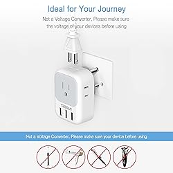 TESSAN US to India Plug Adapter, 7 in 1 Power