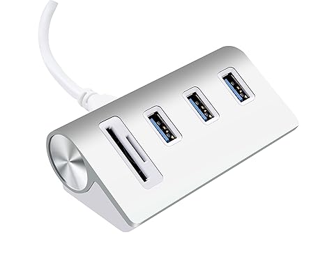 Cateck Bus- angetrieben USB 3.0 3-Port Aluminum Hub mit 2-Steckplätzen kartenleser Combo für iMac, MacBook Air, MacBook Pro, 