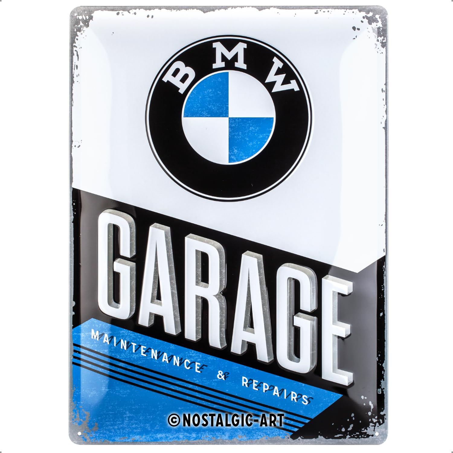 Nostalgic-Art Retro Tin Sign – BMW – Garage – Gift idea for car accessoires fans, Metal Plaque, 30 x 40 cm