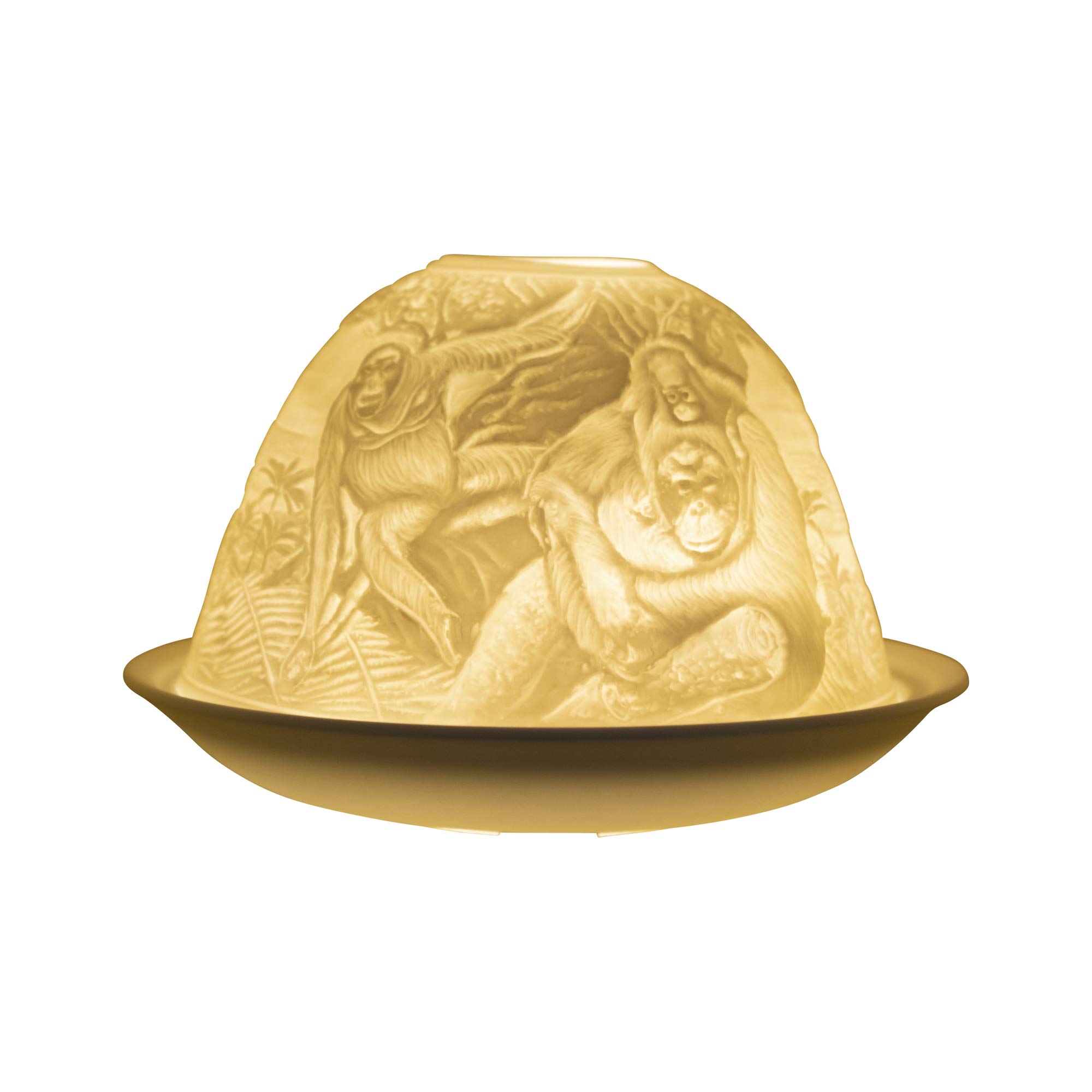 Nordic Light Tealight Candle Holder, Set of Shade & Plate, Chimpanzee Living, Dining Room Table, Home Decor Accessories-Porcelain-One Size, White Patterned