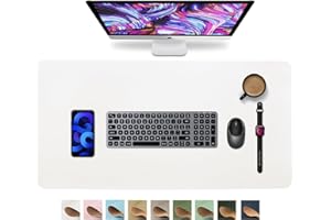 HofferRuffer Desk Pad, Office Desk Protector Mat, Waterproof Desk Mat for Desktop, Dual Side Use Faux Leather Desk Pad for Keyboard and Mouse for Office and Home (IvoryWhite, 31.5" x 15.8")