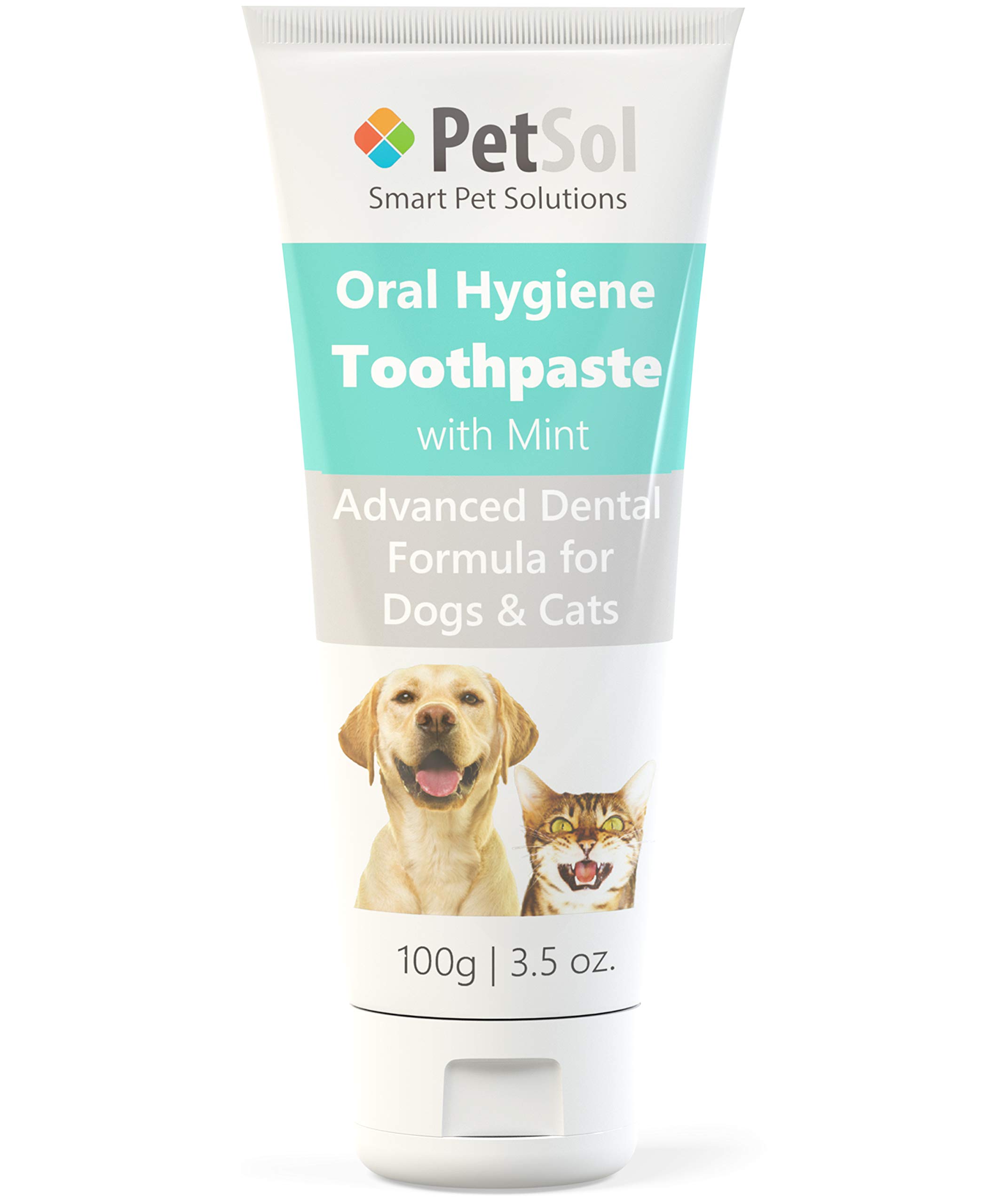 PetSol Toothpaste for Dogs & Cats (100g) Improve Gum, Tooth Health & Oral Hygiene. Freshen Dog Breath Remove & Reduce Plaque. Fresh Breath Dental Care Teeth Cleaning Tartar & Plaque Remover (Mint)