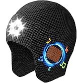 Atapeas Bluetooth Beanie Hat with Light, Rechargeable Wireless Beanie Cap Headlamp hat Music hat, Gifts for Men & Women