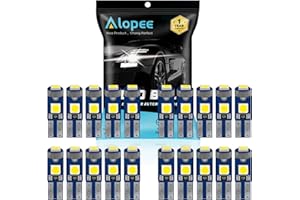 ALOPEE-(Pack of 20)-White Led Dashboard Auto Instrument Replacement Lamp for Stock# T5/74 73 2723 2721 286 W3W W1.2W, with 3p