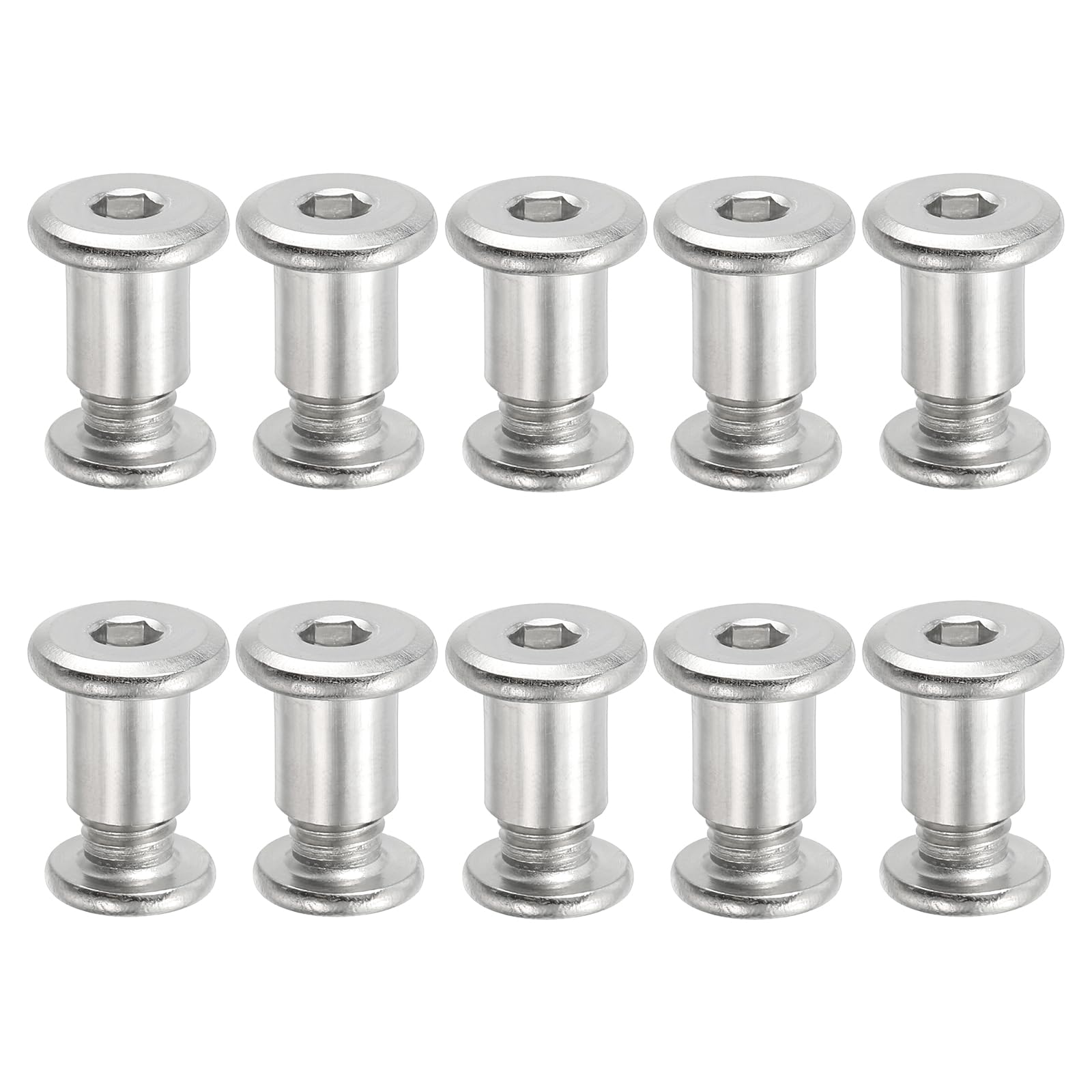 Photo 1 of PATIKIL Hex Chicago Screws, 10 Set Binding Screw Posts M8 x 12 mm Connecting Hex Drive Socket Cap Bolt Nuts for Scrapbook Leather Belt Album Photo Furniture Repair, Silver