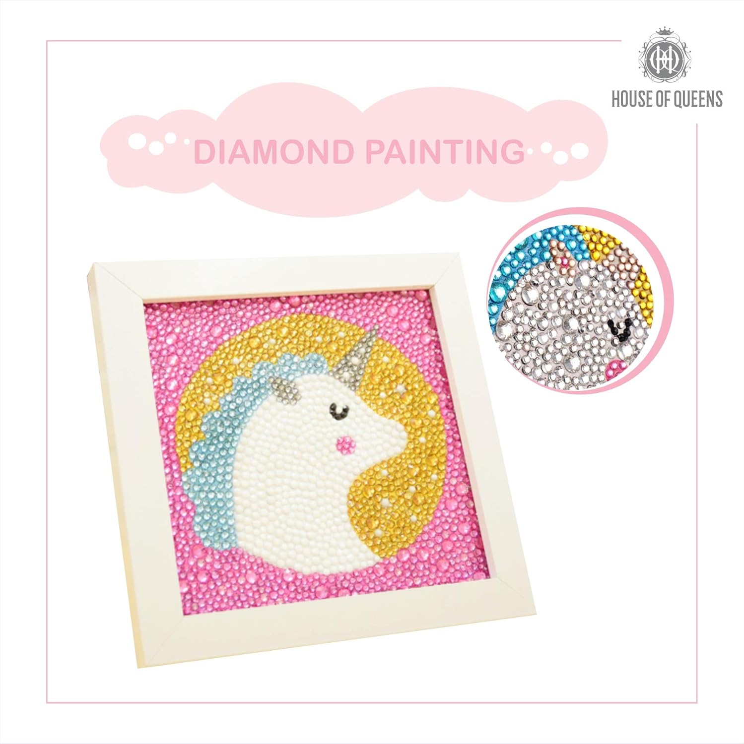 House Of Queens Diy Kids Diamond Painting By Number Kits Arts And Crafts Kits For Children Unicorn 15x15cm Multi Color Amazon In Toys Games