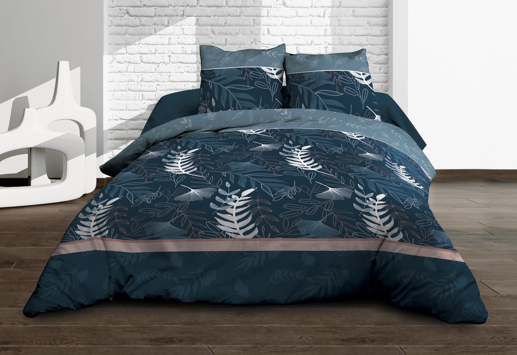 Le linge de Jules Romy Duvet Cover 220 x 240 cm + 2 Pillowcases – Pure Cotton 57 Thread Count