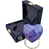 Purple Cremation Urn for Ashes Keepsake Heart Urn with Black Box and Brass Stand Mini urn for Your Loved one Adult & Funeral Burial for Adults and Infants