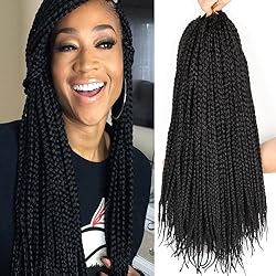 6 Packs/Lot 24 Strands/Pack Thin Box Braids Crochet Hair 18 Inch 1cm in Diameter 3X Synthetic Braiding Hair Extensions Crochet Braids Hair (1B#)