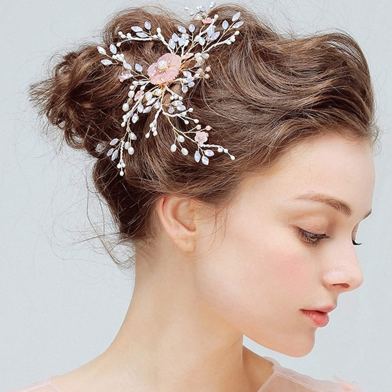 Amazon Com Yanglan Bridal Flower Clip Hair Accessories Crystal