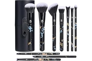 BS-MALL Makeup Brushes NO Smell 10 PCS Set Black Color Synthetic Foundation Powder Concealers Eyeshadows with Black Case