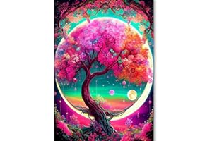 KICHANG Moon Tree Diamond Painting,5D Diamond Painting Kits for Adults,DIY Diamond Art Diamond Painting Kits,Diamond Dots Diamond Art Kits,Round Full Drill Diamond Crafts for Home Decor Gift-12X16in