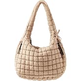 Quilted Tote Bag for Women, Nylon Puffy Hobo Crossbody Shoulder Bag Purse | Adjustable Strap,Zipper Pockets, Fits 13-Inch Laptop, Handbag, Teacher, Nurse, Student, Work, Travel, College, Gym,Gift
