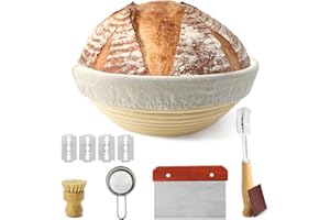 NOSTOSON Sourdough Bread Baking Supplies: 9 Inch Banneton Bread Proofing Basket Set for Bread Making, Bread Making Kit Gift for Bakers