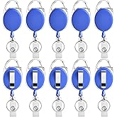 Retractable Badge Holder with Carabiner Reel Clip and Key Ring for ID Card Key Keychain Holders Blue 10 Pieces by Moever
